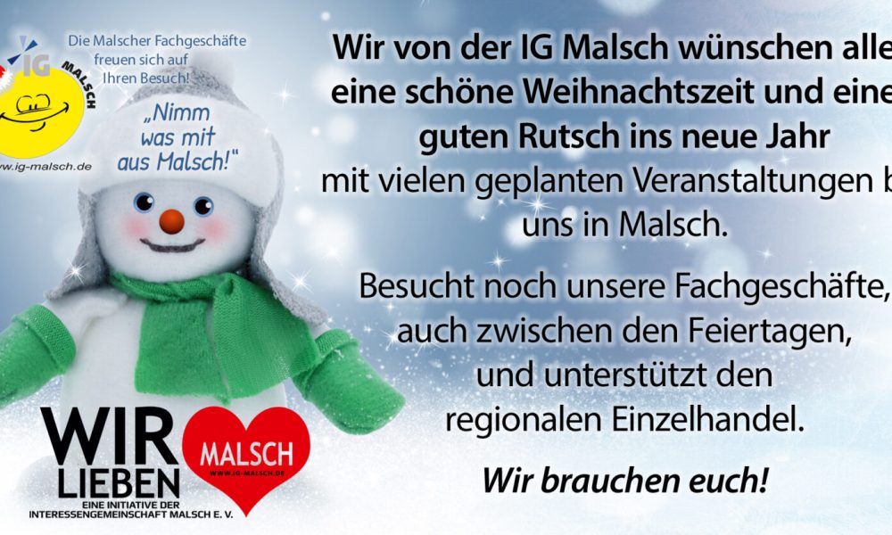 Frohe Weihnachten und einen guten Rutsch