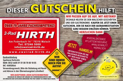 2-Rad Hirth Gutschein ~ MALSCH hilft!