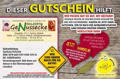 Balzer´s GeNussecke Gutschein ~ MALSCH hilft!