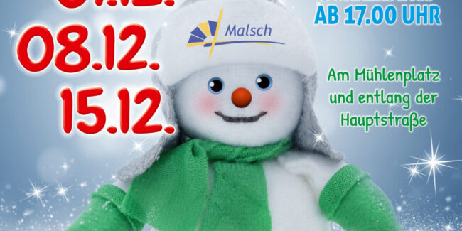 Malscher Straßenweihnacht immer donnerstags am 01.12. + 08.12. + 15.12.2022